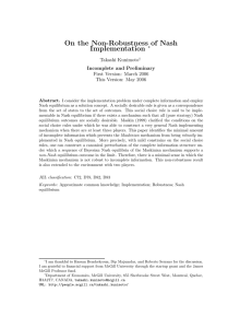 On the Non-Robustness of Nash Implementation ∗ Takashi Kunimoto