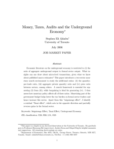 Money, Taxes, Audits and the Underground Economy ∗ Stephen Eli Ahiabu