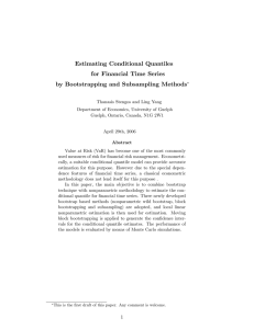 Estimating Conditional Quantiles for Financial Time Series by Bootstrapping and Subsampling Methods