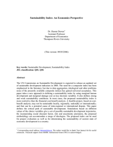 Sustainability Index: An Economics Perspective