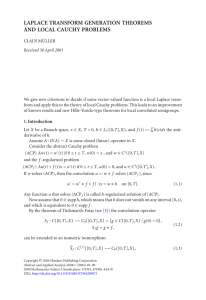 LAPLACE TRANSFORM GENERATION THEOREMS AND LOCAL CAUCHY PROBLEMS