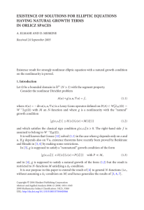 EXISTENCE OF SOLUTIONS FOR ELLIPTIC EQUATIONS HAVING NATURAL GROWTH TERMS