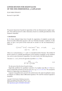 LOWER BOUNDS FOR EIGENVALUES OF THE ONE-DIMENSIONAL p