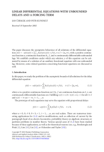 LINEAR DIFFERENTIAL EQUATIONS WITH UNBOUNDED DELAYS AND A FORCING TERM