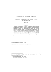 Participation and tacit collusion Patrick de Lamirande Jean-Daniel Guigou Bruno Lovat