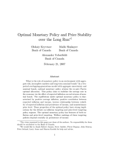 Optimal Monetary Policy and Price Stability over the Long Run