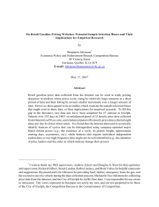 On Retail Gasoline Pricing Websites: Potential Sample Selection Biase s... Implications for Empirical Research