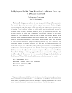 Lobbying and Public Good Provision in a Federal Economy: Bodhisattva Sengupta