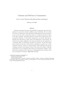 Cohesion and Self-bias in Communities Paul A. Grout , Sebastien Mitraille