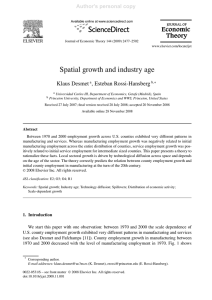 Spatial growth and industry age Klaus Desmet , Esteban Rossi-Hansberg Author's personal copy