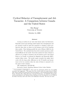 Cyclical Behavior of Unemployment and Job Vacancies: A Comparison between Canada