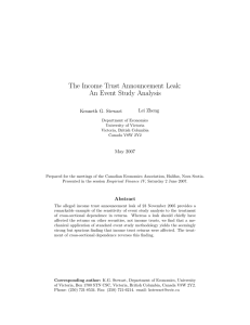 The Income Trust Announcement Leak: An Event Study Analysis Lei Zheng