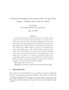 Do Household Members Share Income Risk Through Labor Sisi Zhang