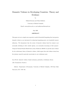 Domestic Violence in Developing Countries: Theory and Evidence