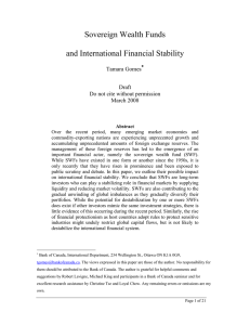 Sovereign Wealth Funds  and International Financial Stability Tamara Gomes