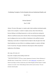Combating Corruption: On the Interplay between Institutional Quality and Social Trust