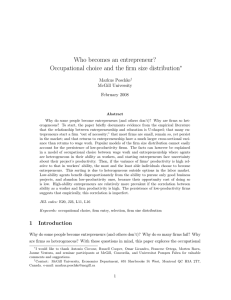 Who becomes an entrepreneur? Occupational choice and the firm size distribution ∗