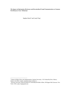 The Impact of Information Disclosure and Decentralized E-mail Communication on... Pool Resource Users’ Behaviour