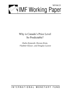 Why is Canada’s Price Level So Predictable? WP/08/25