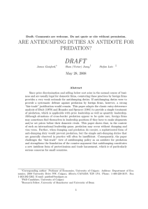 DRAFT ARE ANTIDUMPING DUTIES AN ANTIDOTE FOR PREDATION?