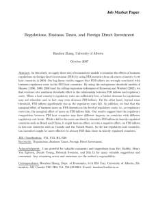 Regulations, Business Taxes, and Foreign Direct Investment Job Market Paper October 2007