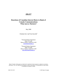 DRAFT Reactions of Canadian Interest Rates to Bank of Canada Communications: