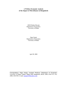 A Welfare Economic Analysis of the Impact of Microfinance in Bangladesh