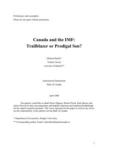 Canada and the IMF: Trailblazer or Prodigal Son?