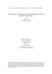 [This is a very preliminary draft. Please do not quote... Estimating lifecycle labor supply model for men using sample selection...