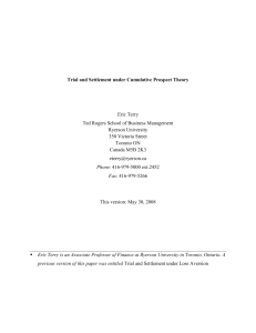 Eric Terry Ted Rogers School of Business Management Ryerson University