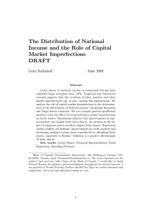 The Distribution of National Income and the Role of Capital Market Imperfections DRAFT