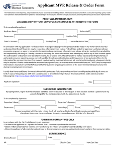 Applicant MVR Release &amp; Order Form