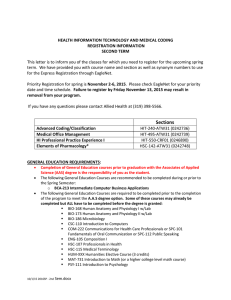 HEALTH INFORMATION TECHNOLOGY AND MEDICAL CODING REGISTRATION INFORMATION SECOND TERM