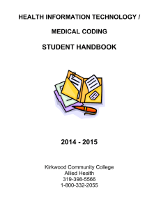 STUDENT HANDBOOK 2014 - 2015 HEALTH INFORMATION TECHNOLOGY /
