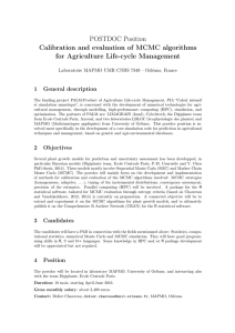 POSTDOC Position Calibration and evaluation of MCMC algorithms for Agriculture Life-cycle Management 1