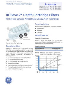 ROSave.Z* Depth Cartridge Filters Lenntech For Reverse Osmosis Pretreatment Using Z.Plex* Technology
