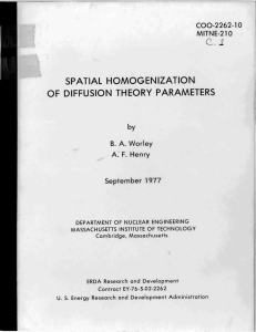 SPATIAL  HOMOGENIZATION OF  DIFFUSION  THEORY  PARAMETERS by