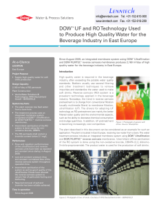 DOW UF and RO Technology Used Beverage Industry in East Europe
