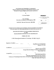 Asset  Sharing  and  Stakeholder  Arrangements: