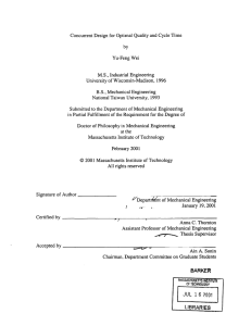 Concurrent Design  for Optimal Quality  and  Cycle... Yu-Feng  Wei 1996 B.S.,  Mechanical  Engineering