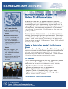Industrial Assessment Centers (IAC) Technical Assistance for Small and Medium Sized Manufacturers
