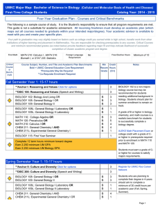 UMKC Major Map: Bachelor of Science in Biology First-Time College Students