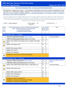 UMKC Major Map: Bachelor of Fine Arts in Dance First-Time College Students