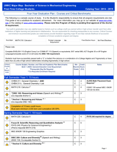 UMKC Major Map: Bachelor of Science in Mechanical Engineering First-Time College Students