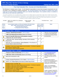 UMKC Major Map: Bachelor of Arts in Geology First-Time College Students