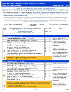 UMKC Major Map: Bachelor of Science in Nursing (Pre-Licensure) First-Time College Students