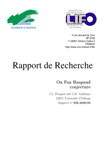 On Fan Raspaud conjecture J.L. Fouquet and J.M. Vanherpe LIFO, Université d'Orléans