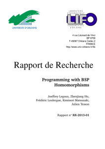 Programming with BSP Homomorphisms Joeffrey Legaux, Zhenjiang Hu, Fr´