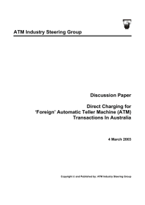 ATM Industry Steering Group Discussion Paper Direct Charging for