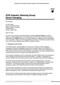 ATM Industry Steering Group Direct Charging